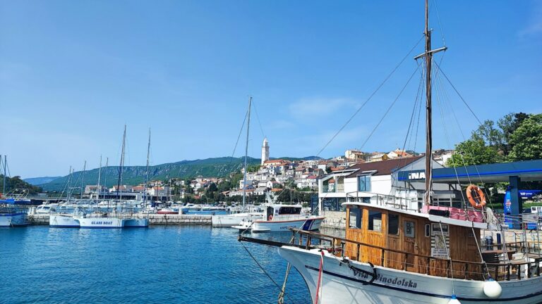 Sailboats moored in a Croatian harbour, yacht charter Croatia